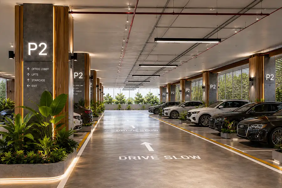 Meghna One Wagle Estate Ample Parking Meghna One Wagle Estate Ample Parking